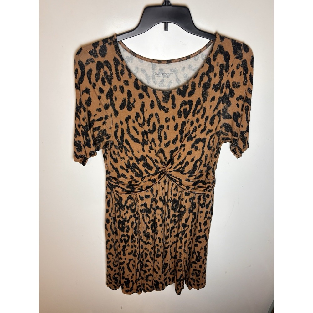 Torrid Mini Super Soft Wrap Front Leopard Dress Brown 1 1X 14 16